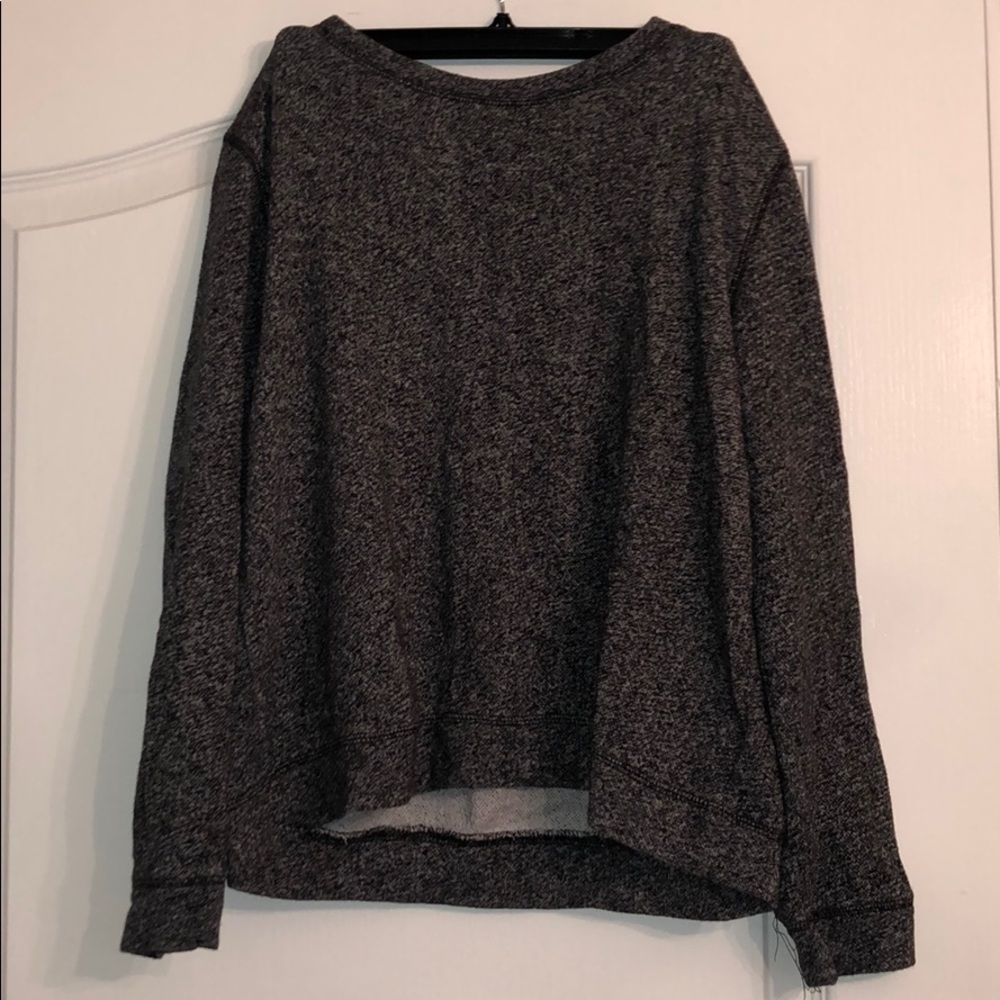 black and white heathered sweater with zipper